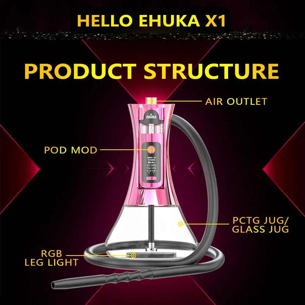 KIT E-SHISHA X1 MOD CHICHA EHUKA - Narghilè elettronico