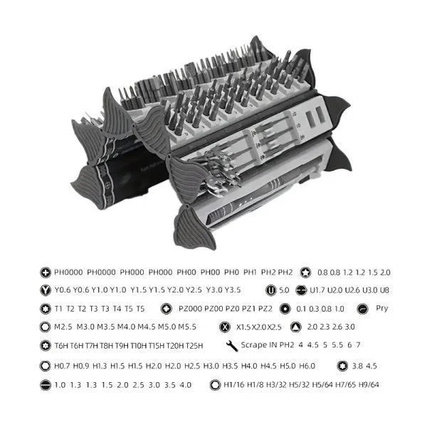 Set di utensili di precisione cilindrici (128 pezzi)