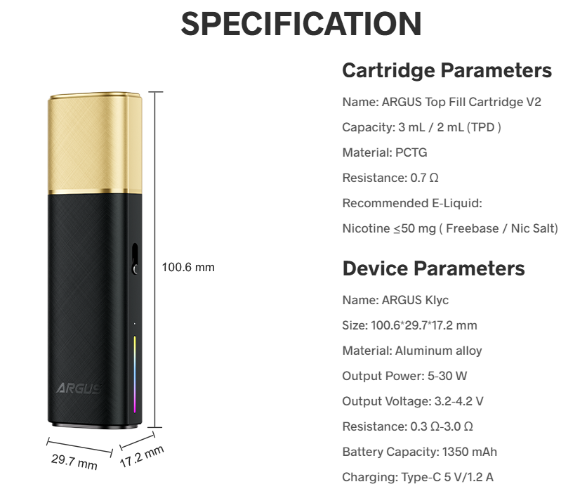 Kit Pod Argus Klyc 1350mAh - Voopoo