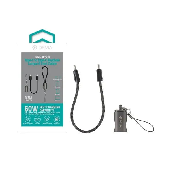 USB-C to USB-C Ultra 10 Keychain Charging Cable (1pcs) - DEVIA