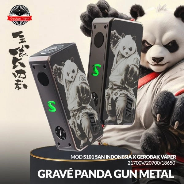Box S101 21700/20700/18650 - San Indonesia X Gerobak Vaper - Panda Gunmetal
