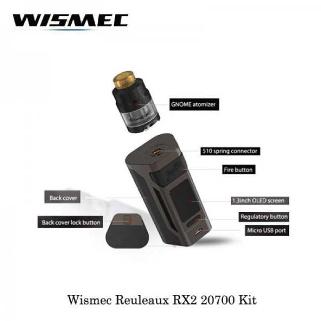WISMEC KIT REULEAUX RX2 20700 CON GNOME 4ML BLACK